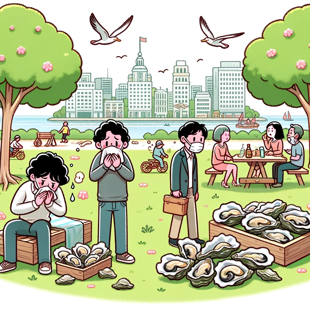 公園の牡蠣フェスでの食中毒